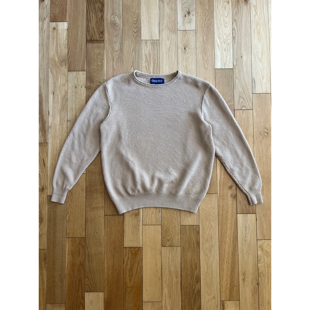Only NY Knit Pullover Sweatshirt Tan 100% Cotton Mens Size M